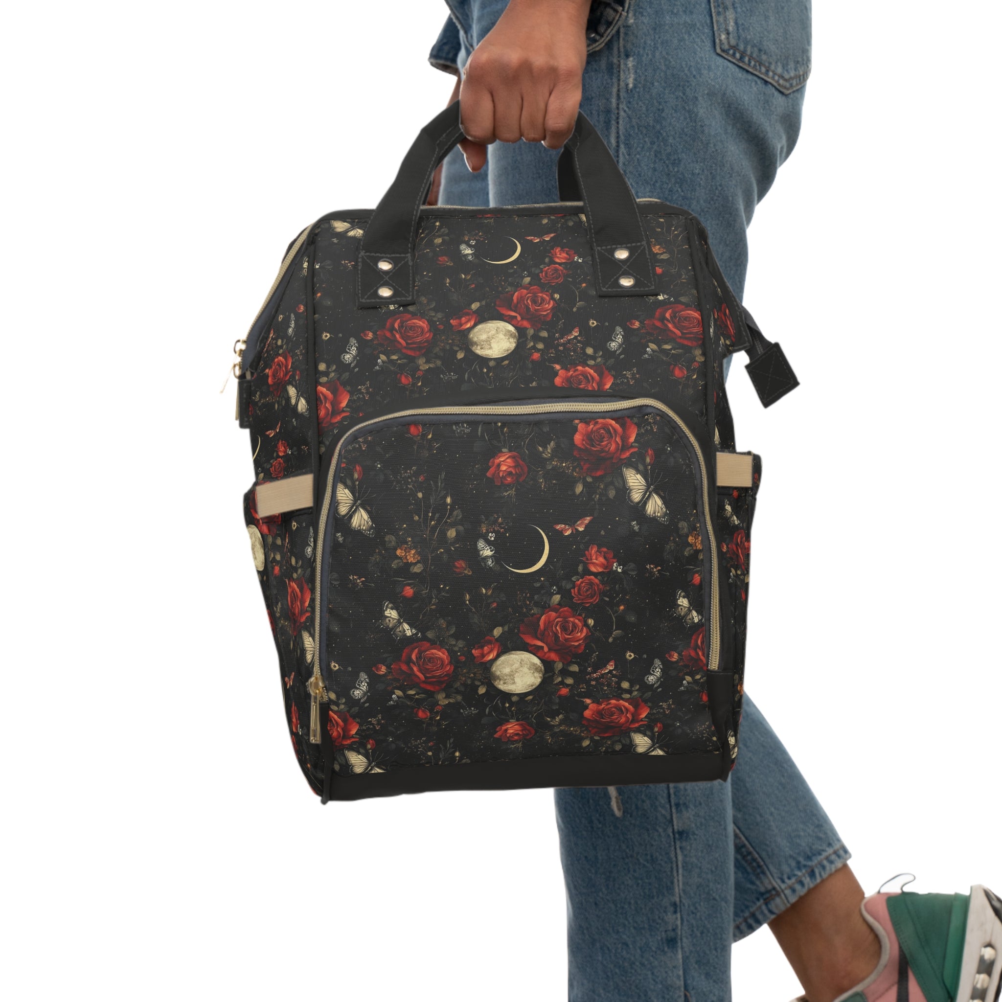 Celestial Night Rose Garden Multifunctional Diaper Backpack