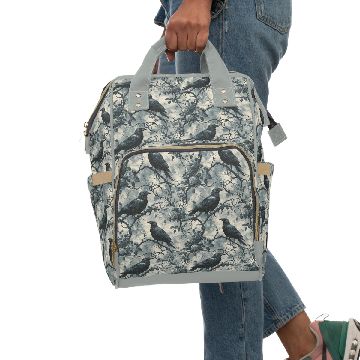 Dark Gothic Ravens And Roses Diaper Backpack
