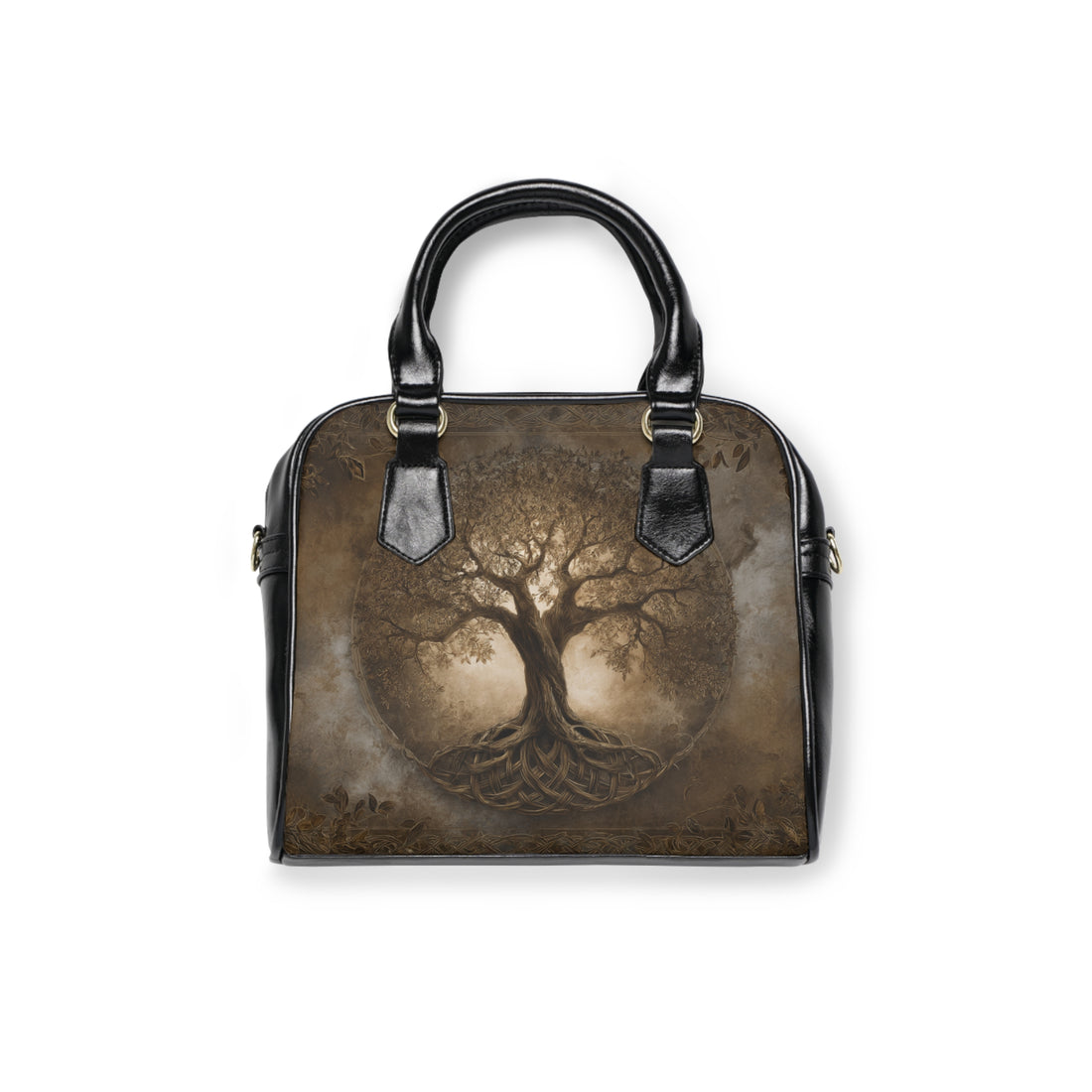 Aged Sepia Tree of Life Shoulder Handbag