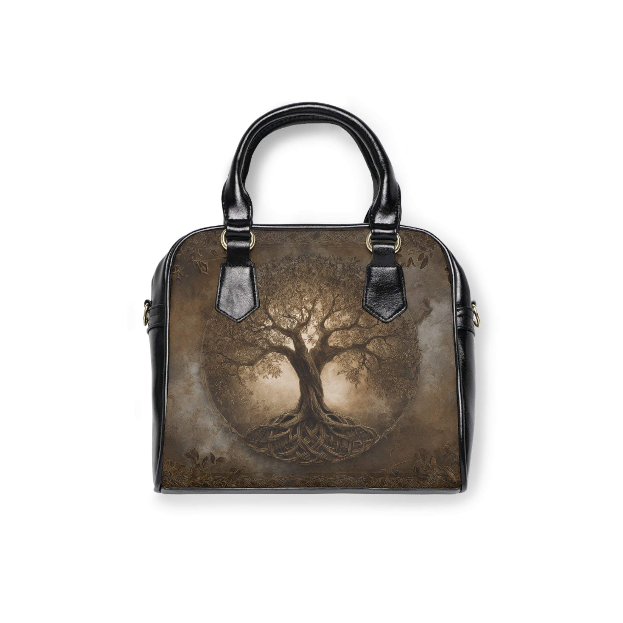 Aged Sepia Tree of Life Shoulder Handbag