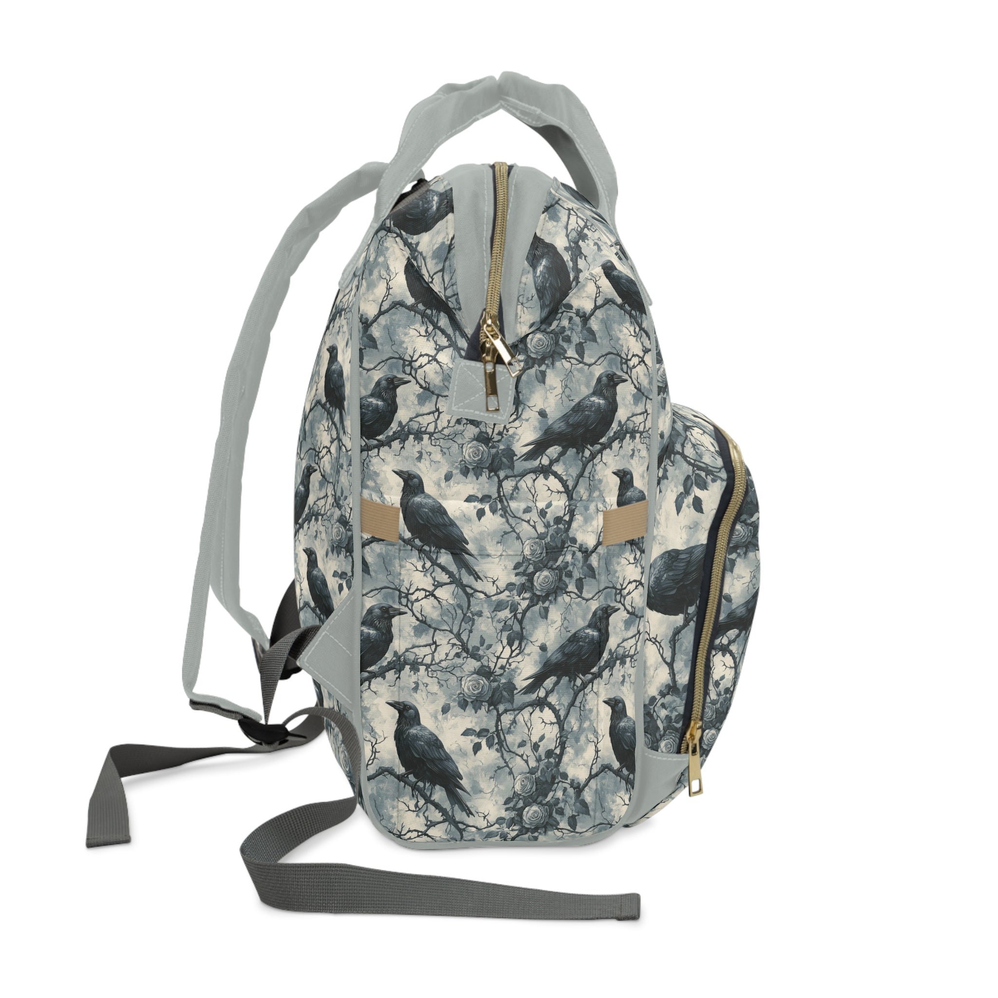 Dark Gothic Ravens And Roses Diaper Backpack