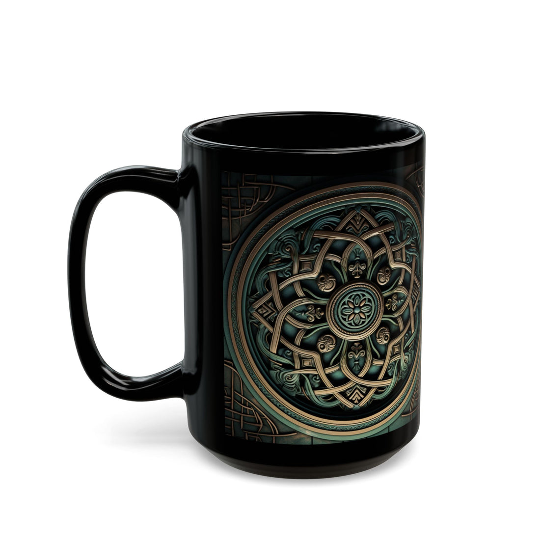 Celtic Green & Bronze Mandala Mug