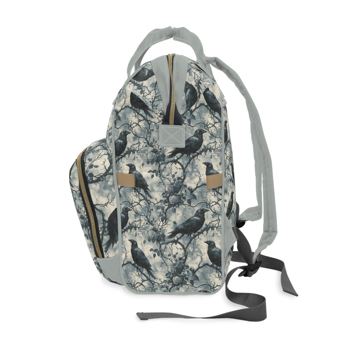Dark Gothic Ravens And Roses Diaper Backpack