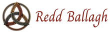 Decorative logo with intertwined Celtic knot design and text 'Redd Ballagh' on a white background