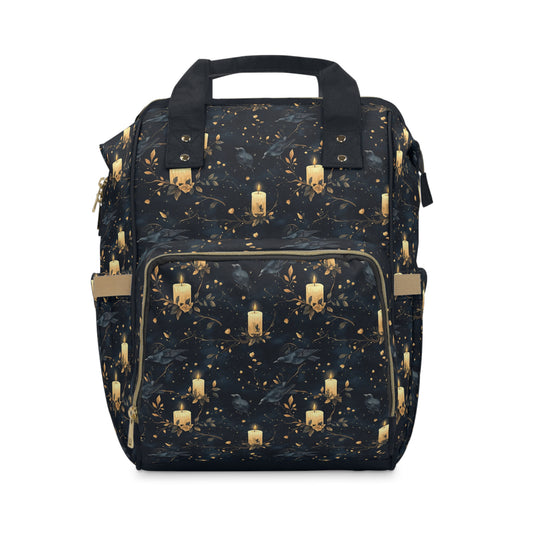 Dark Gothic Ravens With Candlelight Floral Multifunctional Diaper Backpack