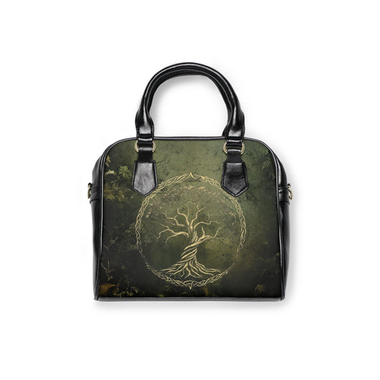 Celtic Green Tree of Life Shoulder Handbag