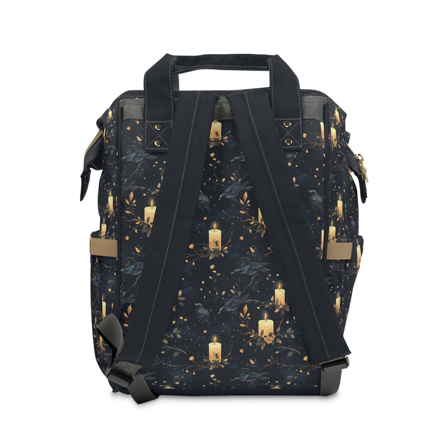 Dark Gothic Ravens With Candlelight Floral Multifunctional Diaper Backpack