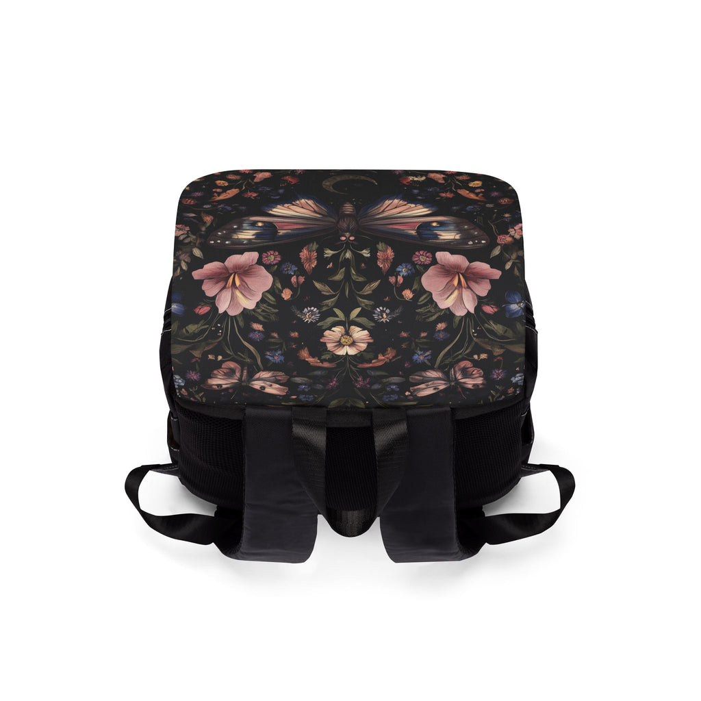 Pink Mystical Night Moth Casual Shoulder Backpack