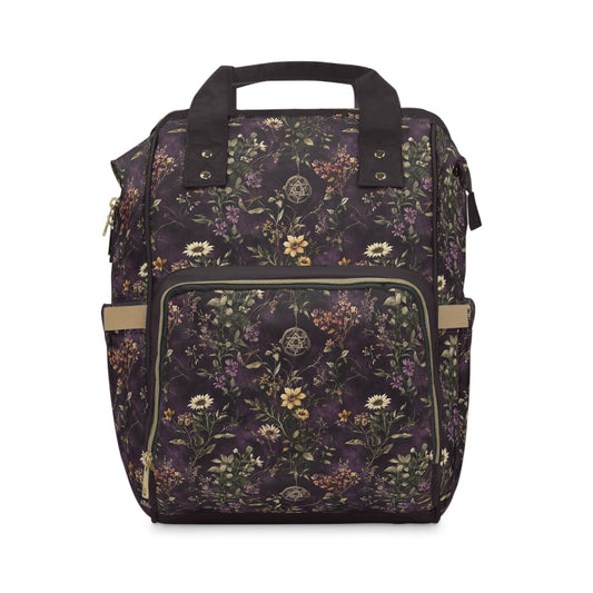 Dark Cottagecore Meadow Multifunctional Diaper Backpack