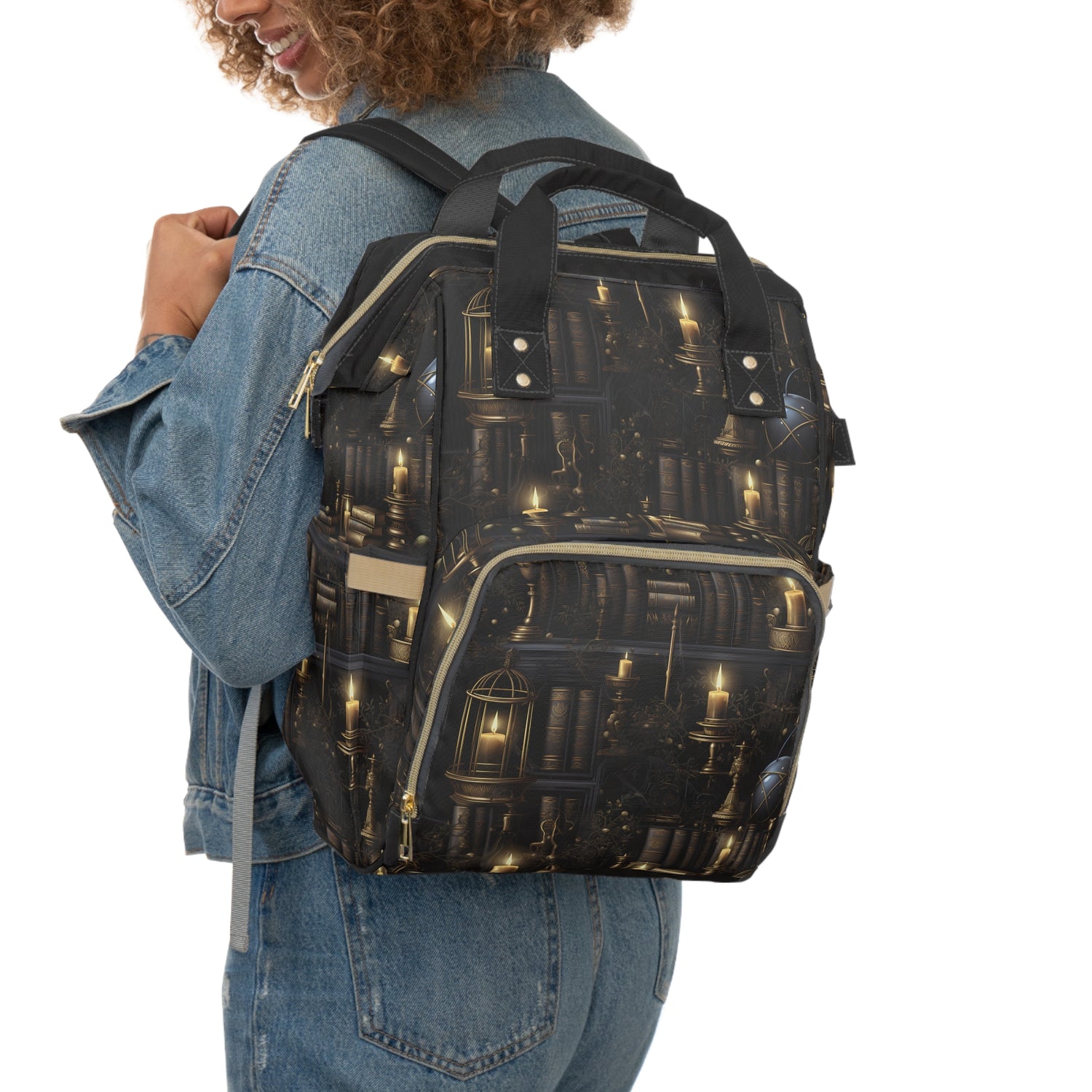 Vintage Candlelit Library Multifunctional Diaper Backpack
