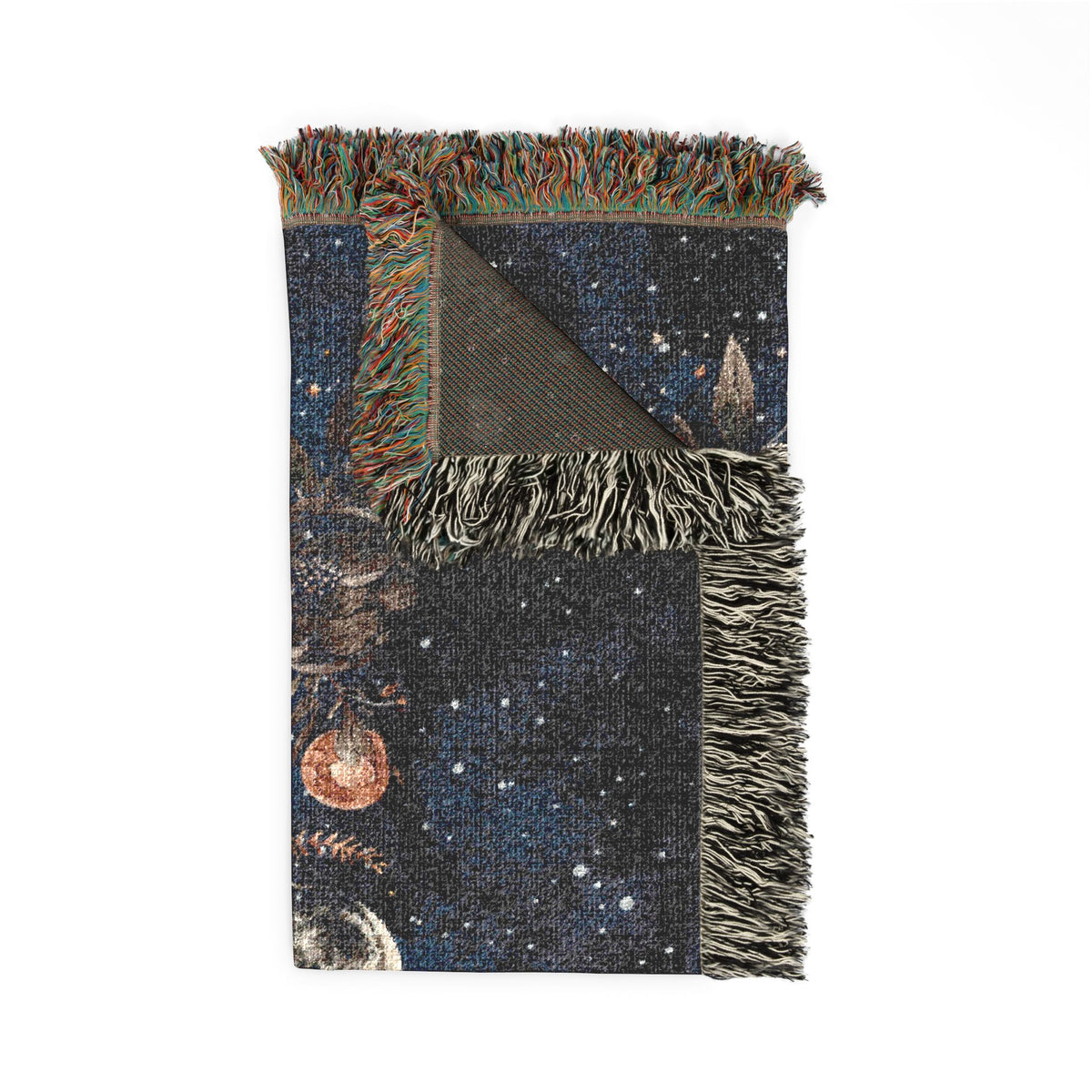 Celestial Floral Moon Cotton Woven Blanket