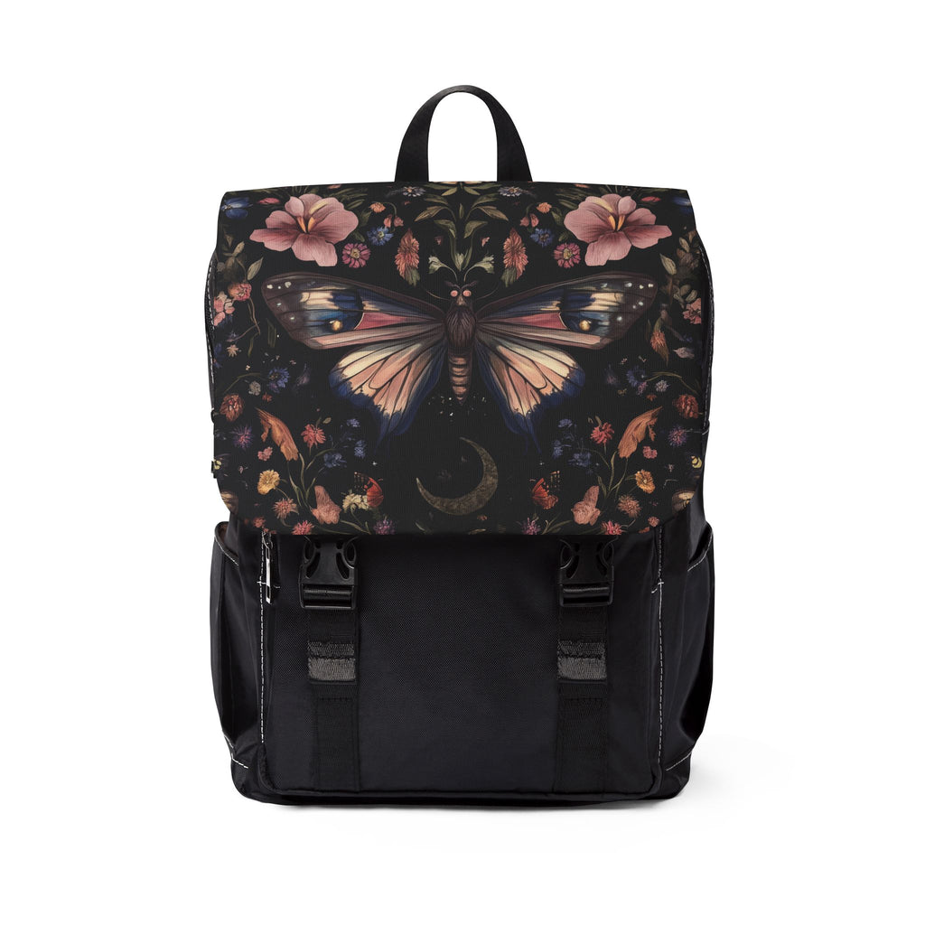 Pink Mystical Night Moth Casual Shoulder Backpack