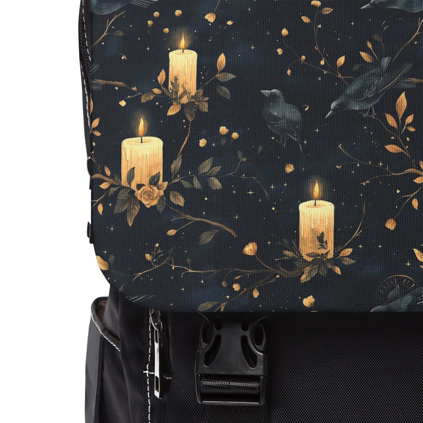Dark Gothic Ravens With Candlelight Floral Shoulder Backpack