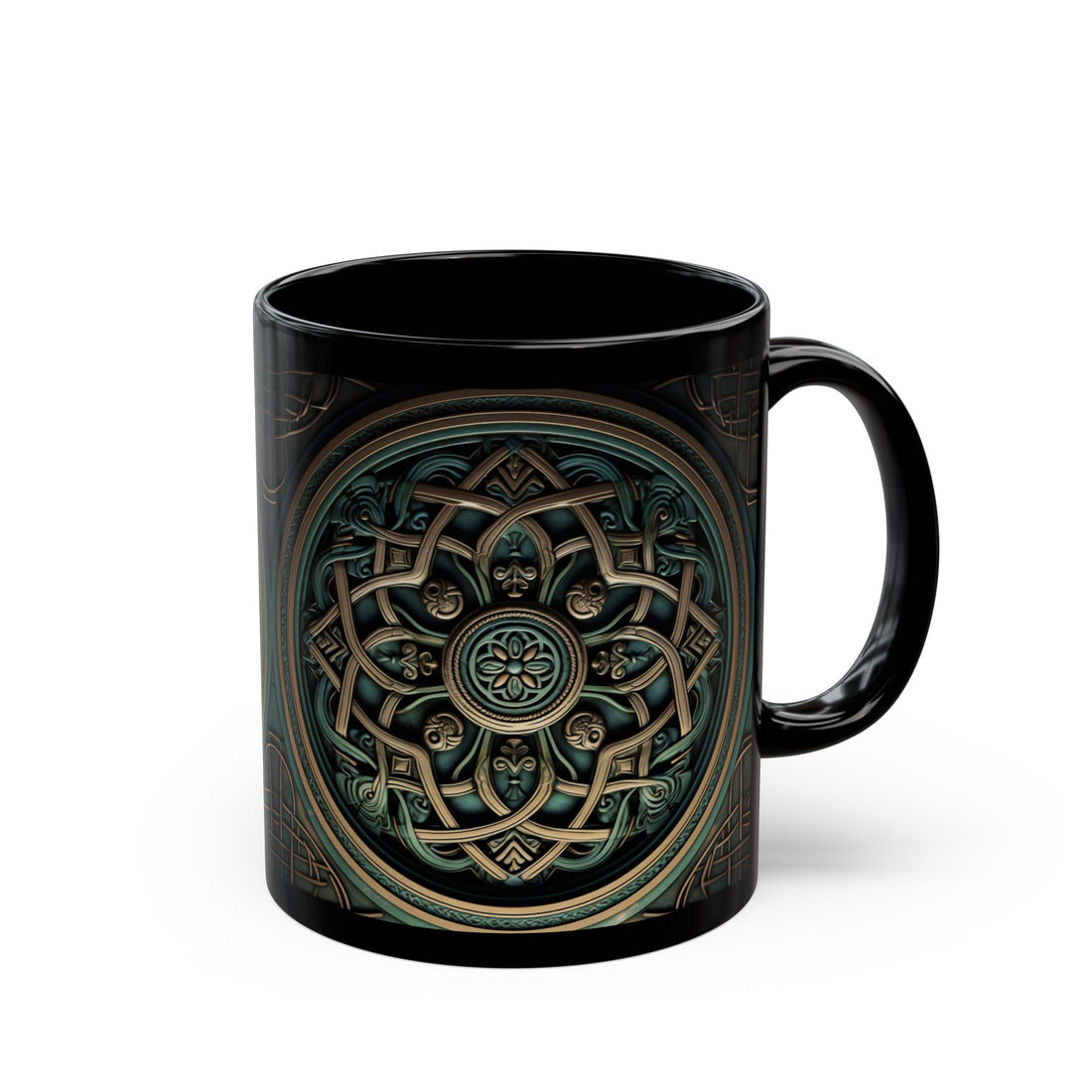 Celtic Green & Bronze Mandala Mug