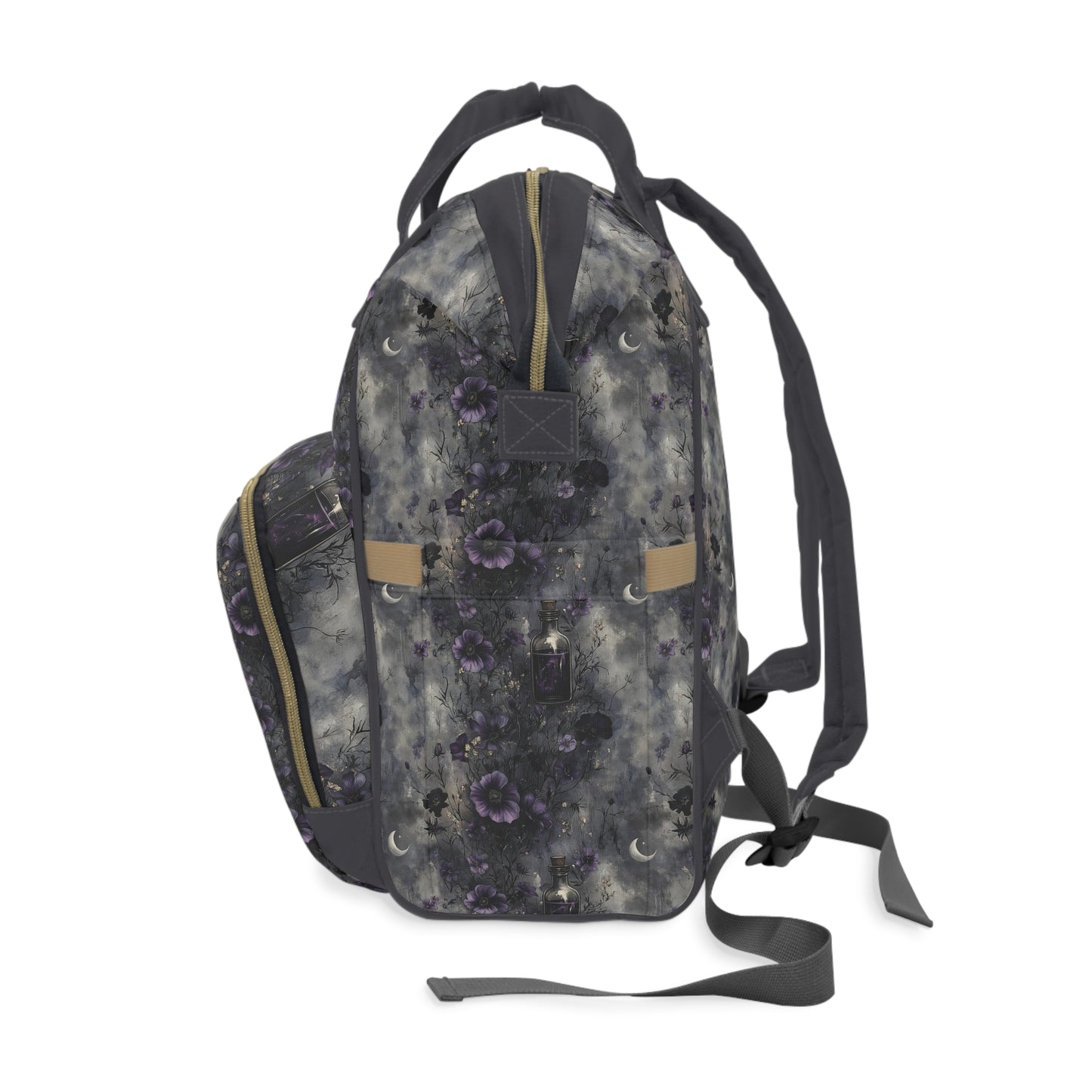 Dark Gothic Witchy Floral Multifunctional Diaper Backpack