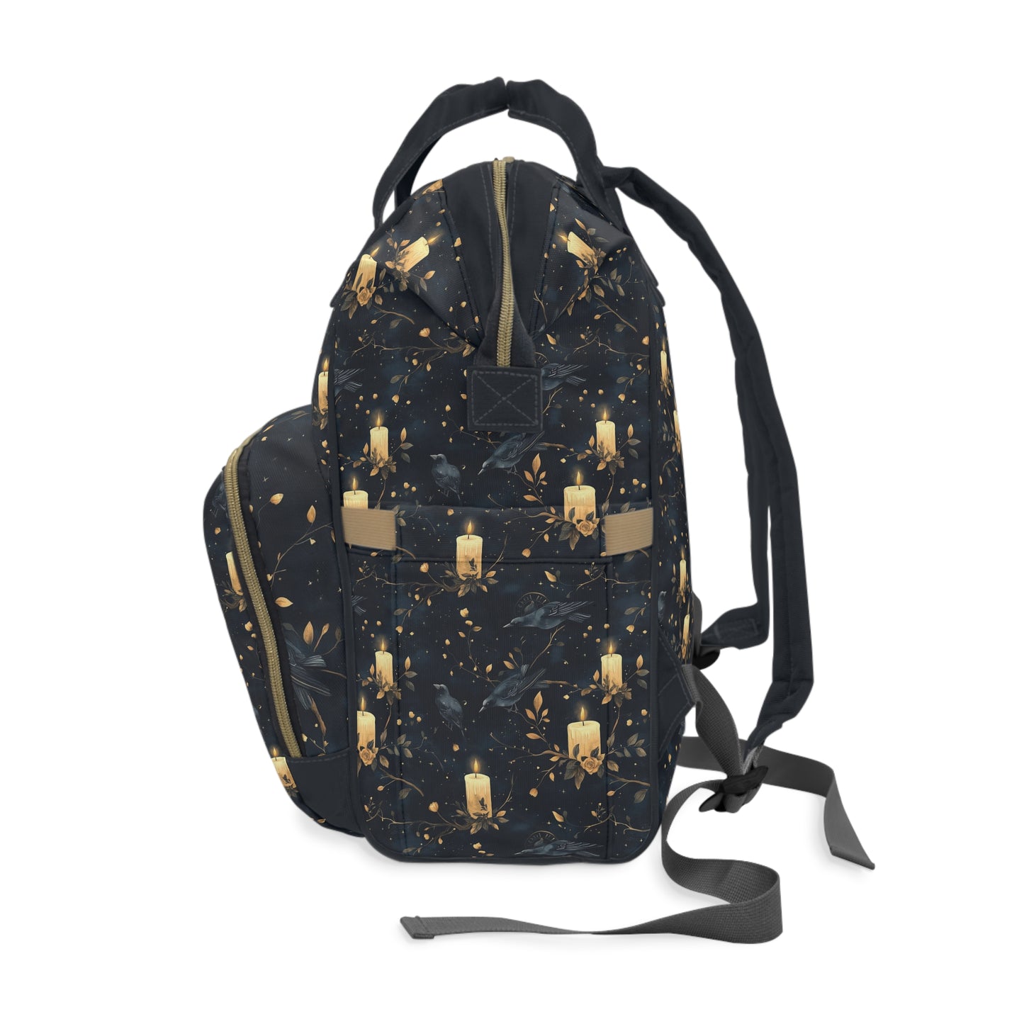 Dark Gothic Ravens With Candlelight Floral Multifunctional Diaper Backpack