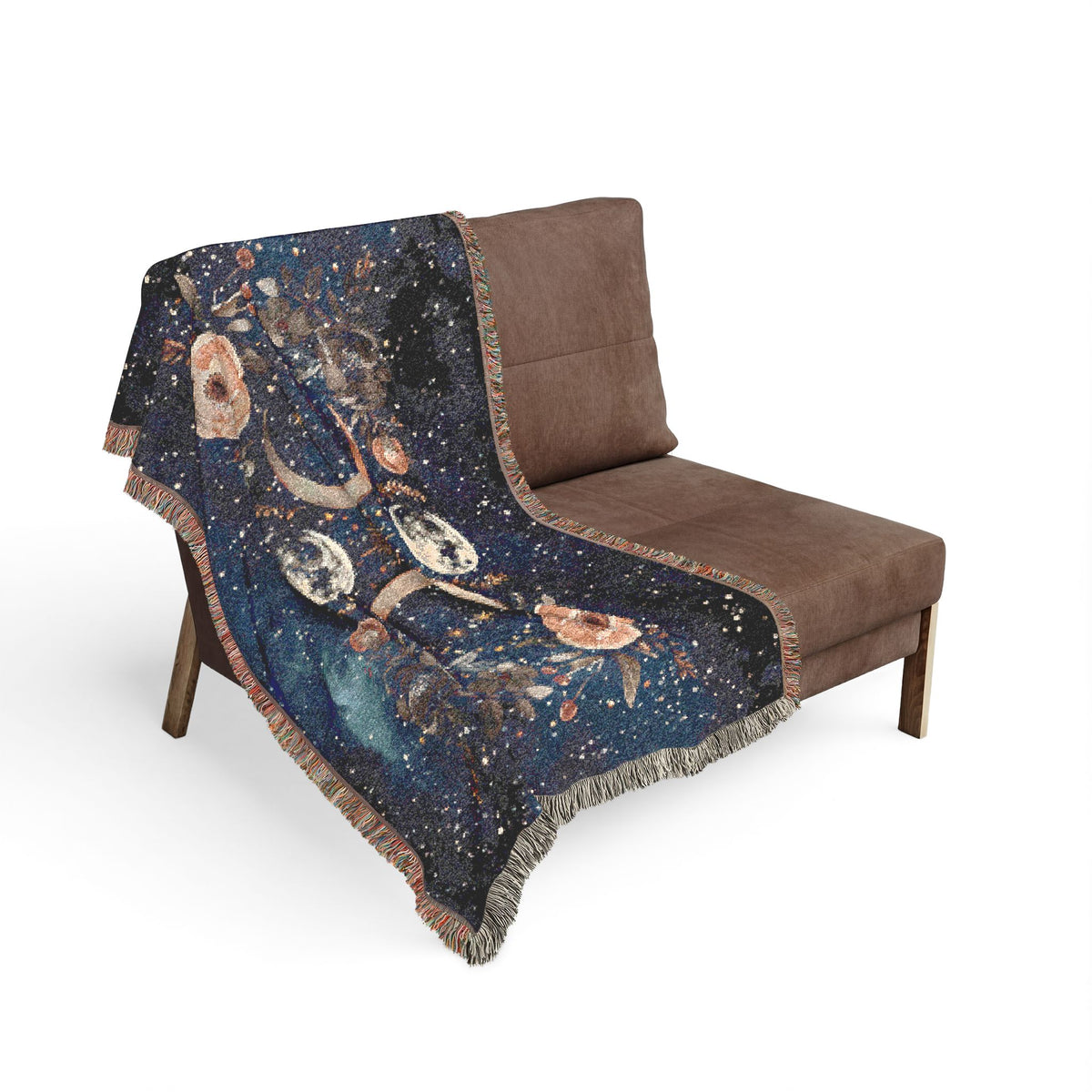 Celestial Floral Moon Cotton Woven Blanket