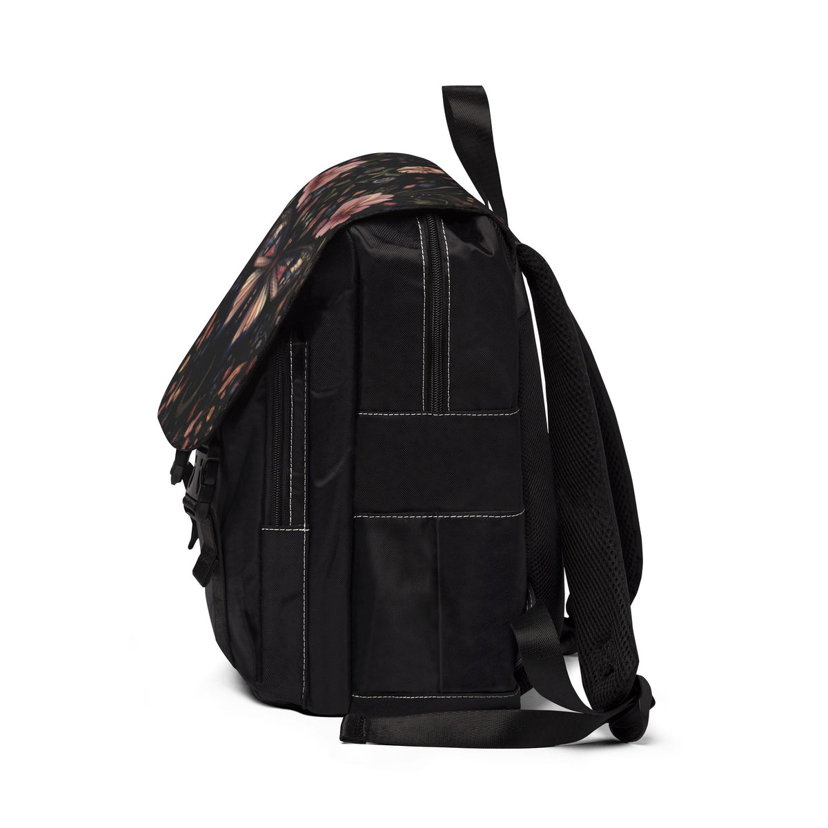 Pink Mystical Night Moth Casual Shoulder Backpack