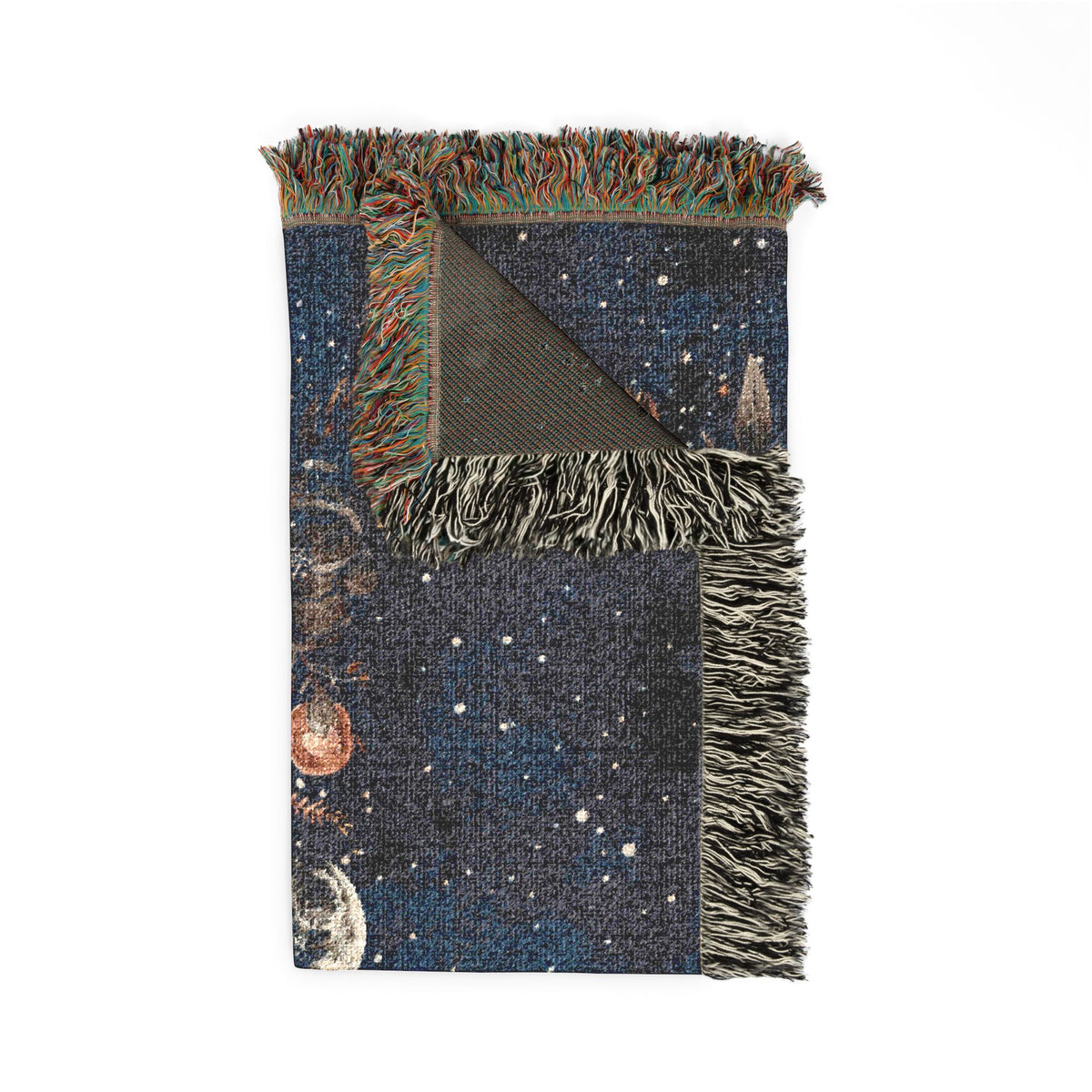 Celestial Floral Moon Cotton Woven Blanket