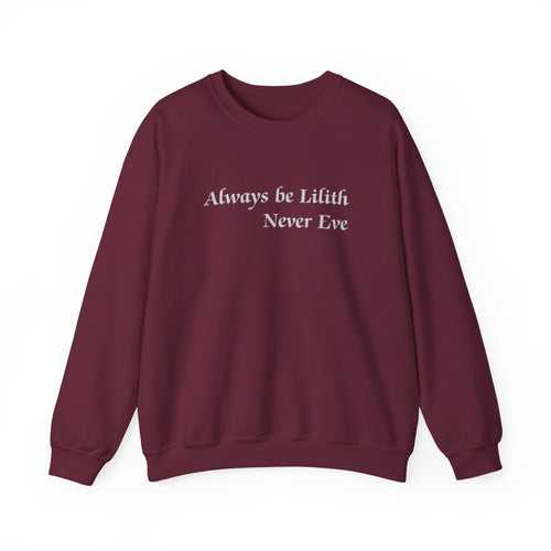 Maroon sweatshirt with white text on a white background