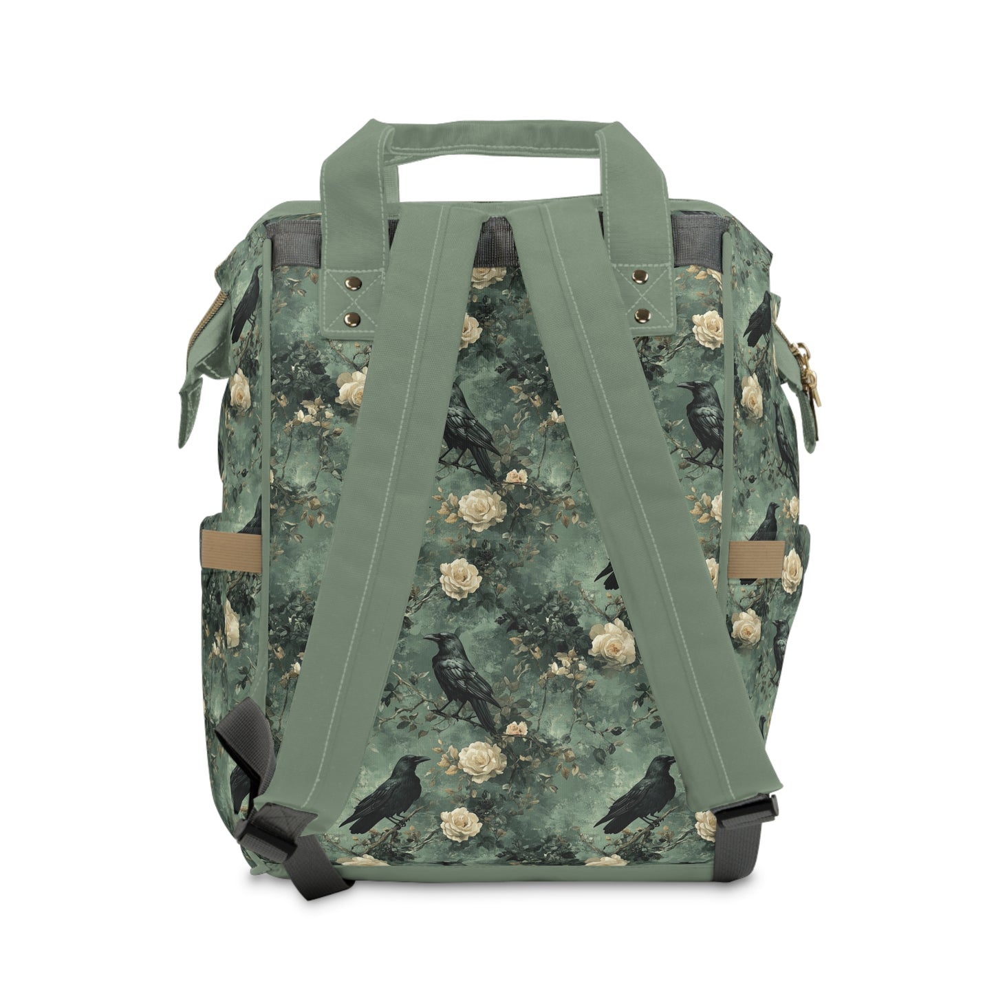 Gothic Raven With Vintage Florals Multifunctional Diaper Backpack