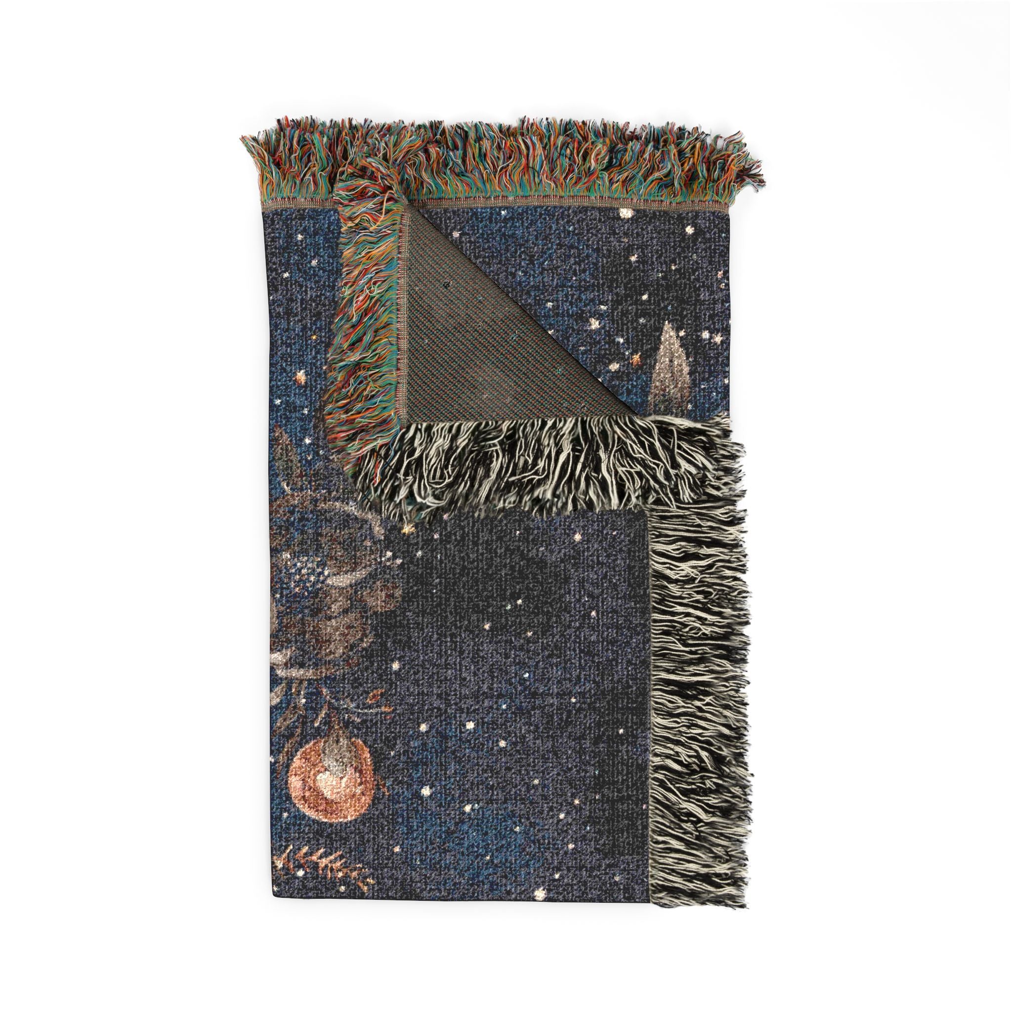 Celestial Floral Moon Cotton Woven Blanket