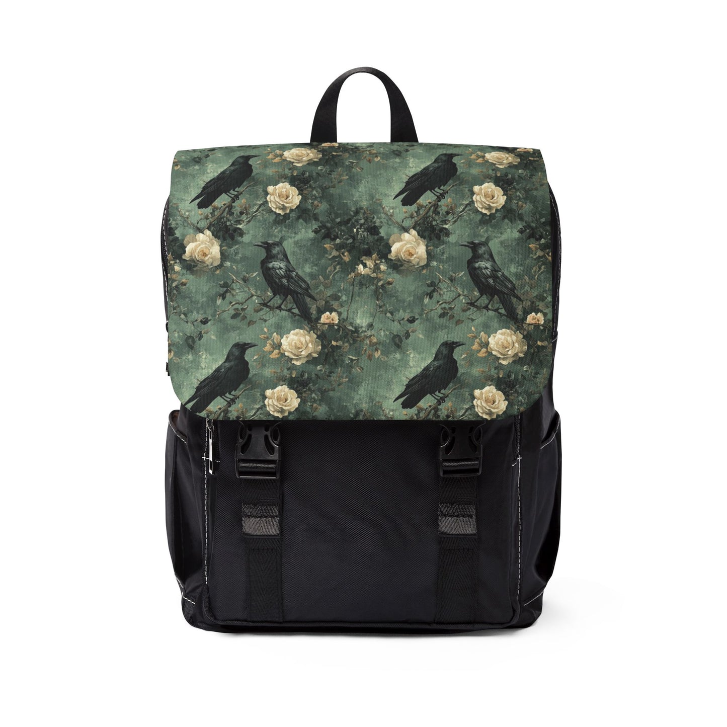 Gothic Raven With Vintage Florals Shoulder Backpack