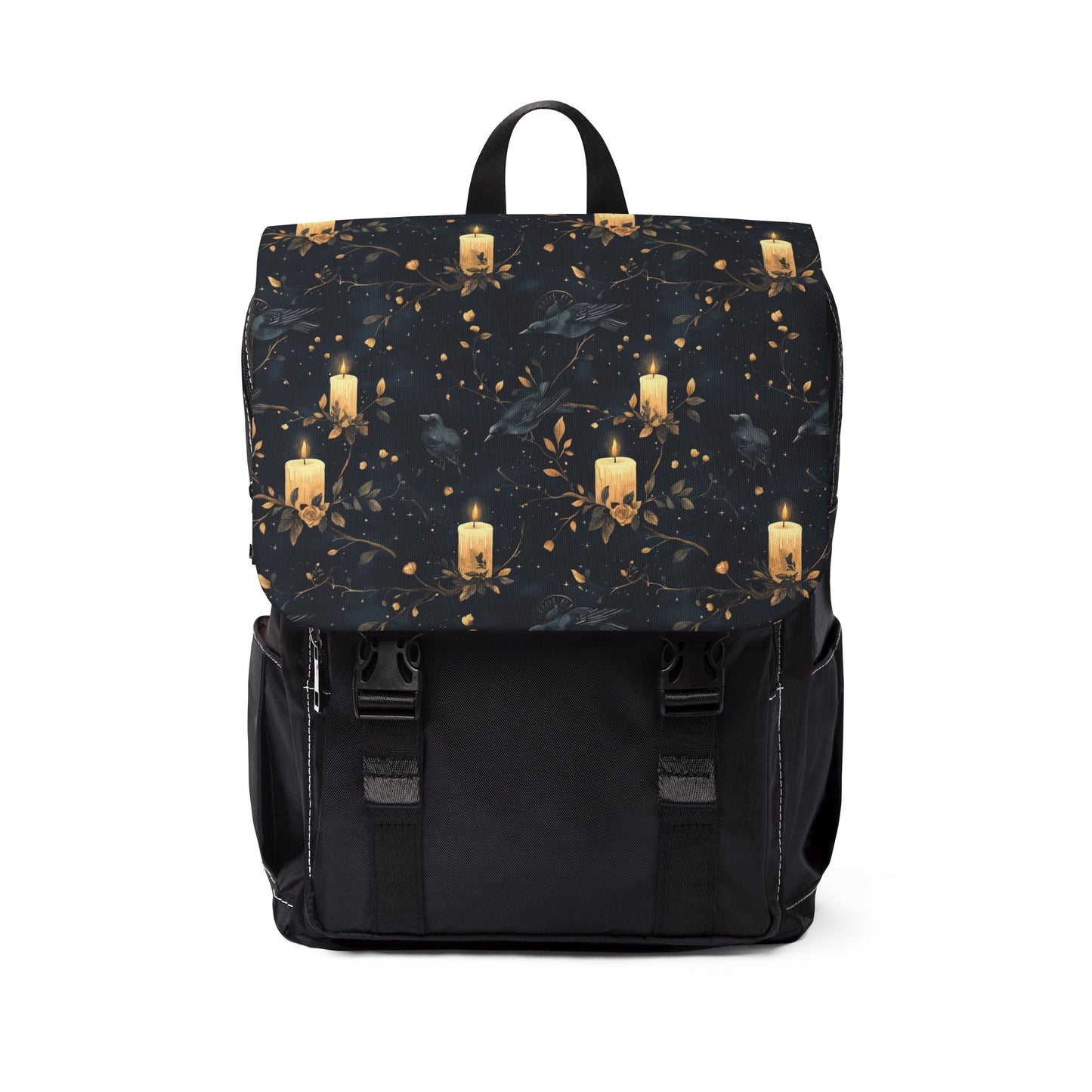 Dark Gothic Ravens With Candlelight Floral Shoulder Backpack