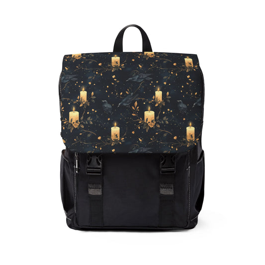 Dark Gothic Ravens With Candlelight Floral Shoulder Backpack
