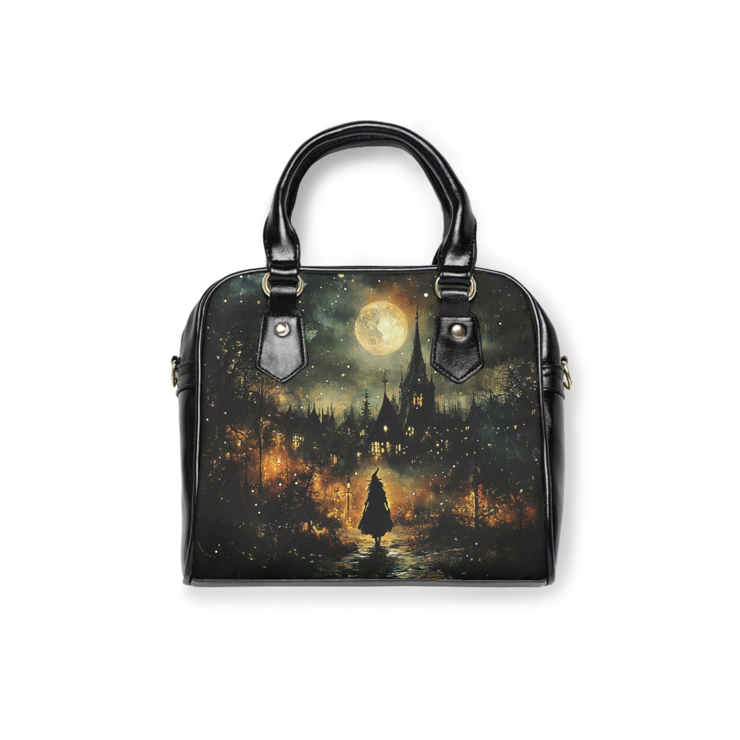 Moonlit Gothic Village Shoulder Handbag