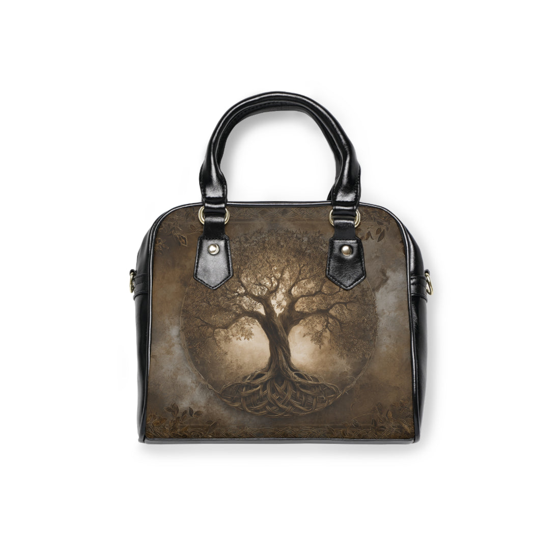 Aged Sepia Tree of Life Shoulder Handbag