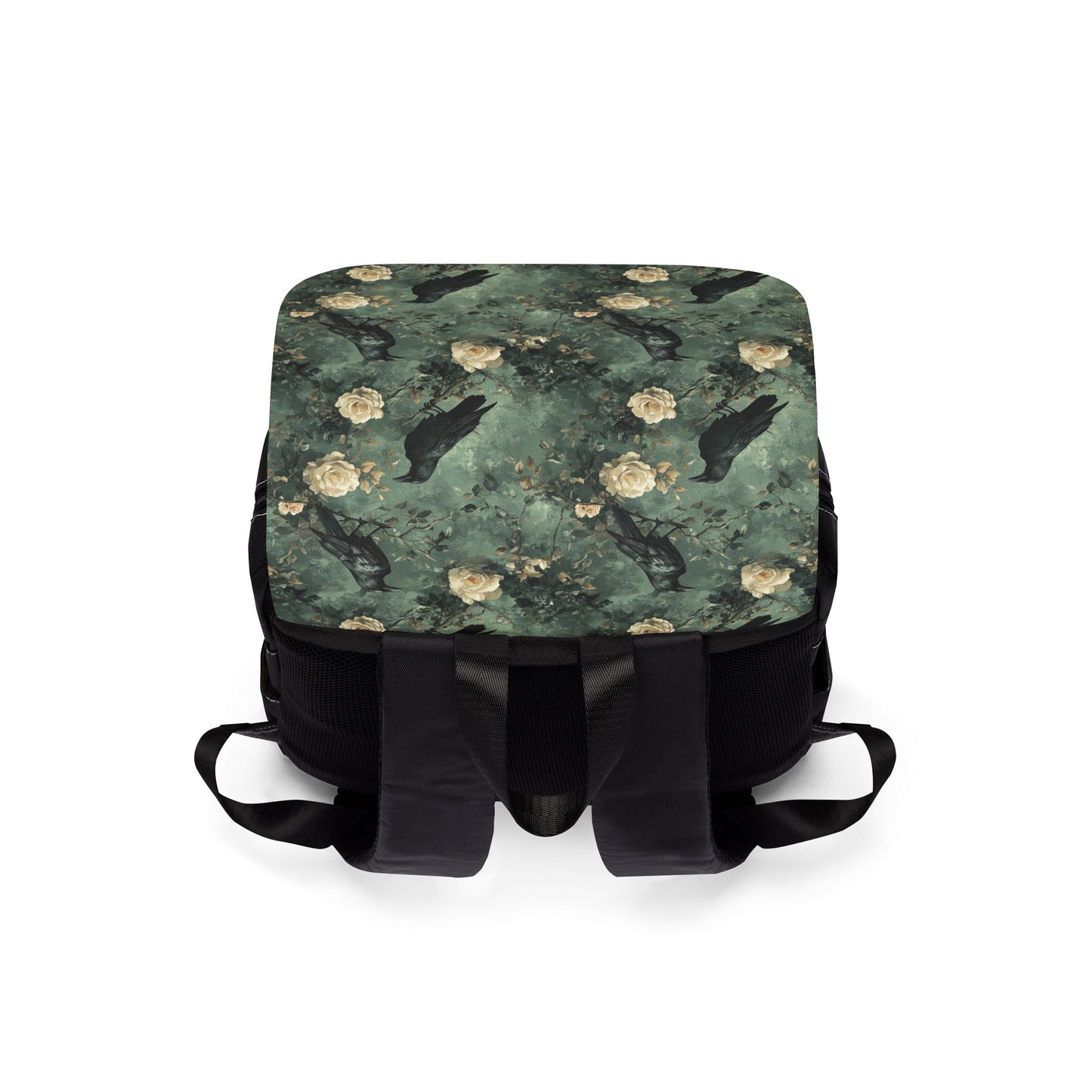 Gothic Raven With Vintage Florals Shoulder Backpack