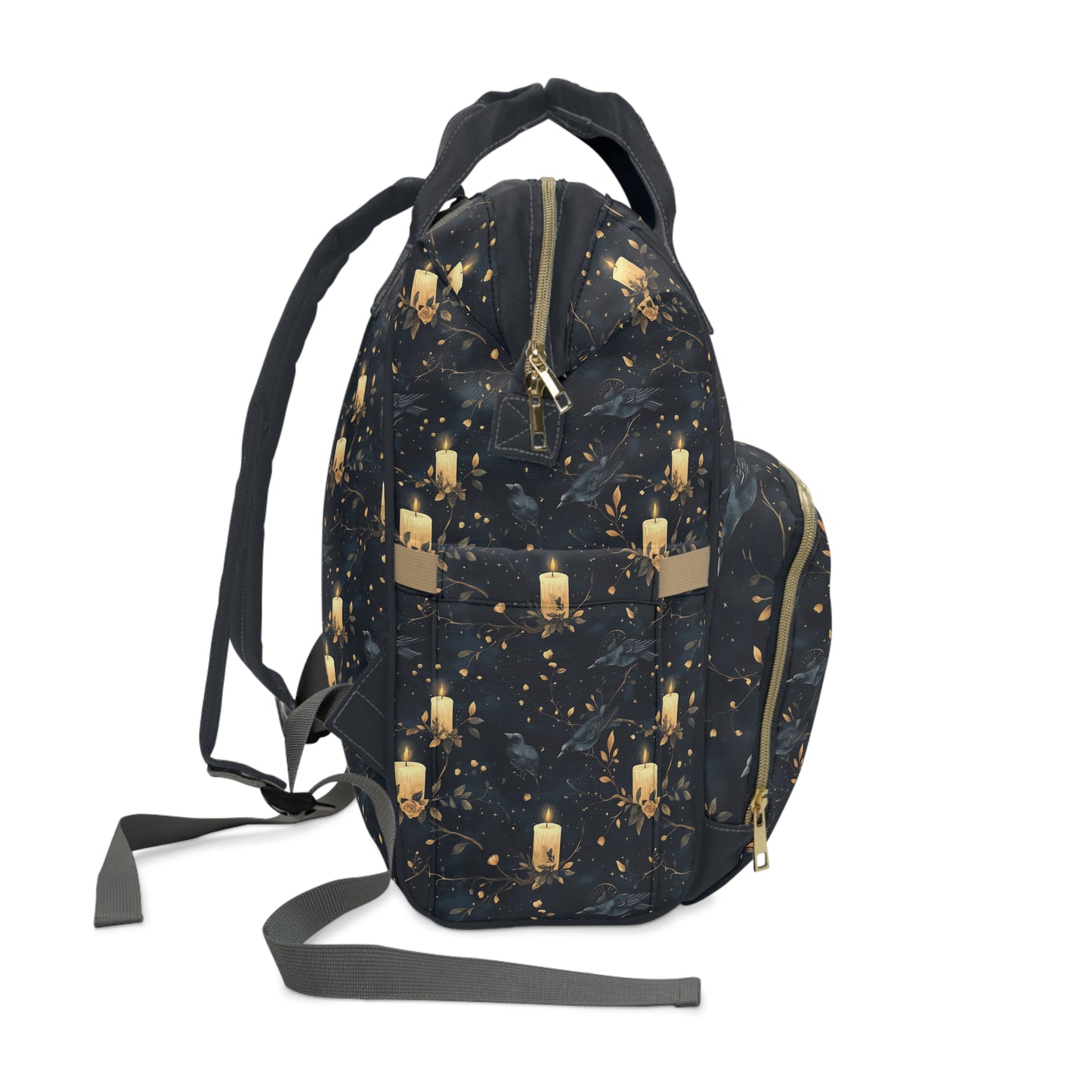 Dark Gothic Ravens With Candlelight Floral Multifunctional Diaper Backpack