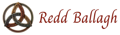 Decorative logo with intertwined Celtic knot design and text 'Redd Ballagh' on a white background