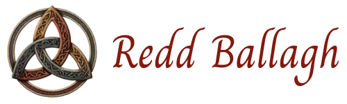 Decorative logo with intertwined Celtic knot design and text 'Redd Ballagh' on a white background